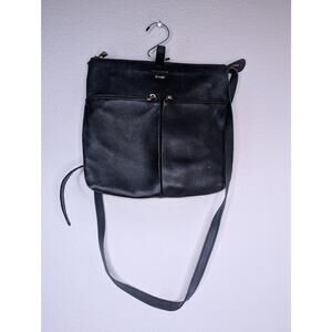 Paul Costelloe Genuine Leather Double Pocket Crossbody Bag